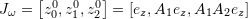 J_\omega = \left[ z^0_0, z^0_1, z^0_2 \right] = \left[ e_z, A_1 e_z, A_1 A_2 e_z \right]